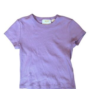 Maeve Purple Cropped Ribbed Baby Tee